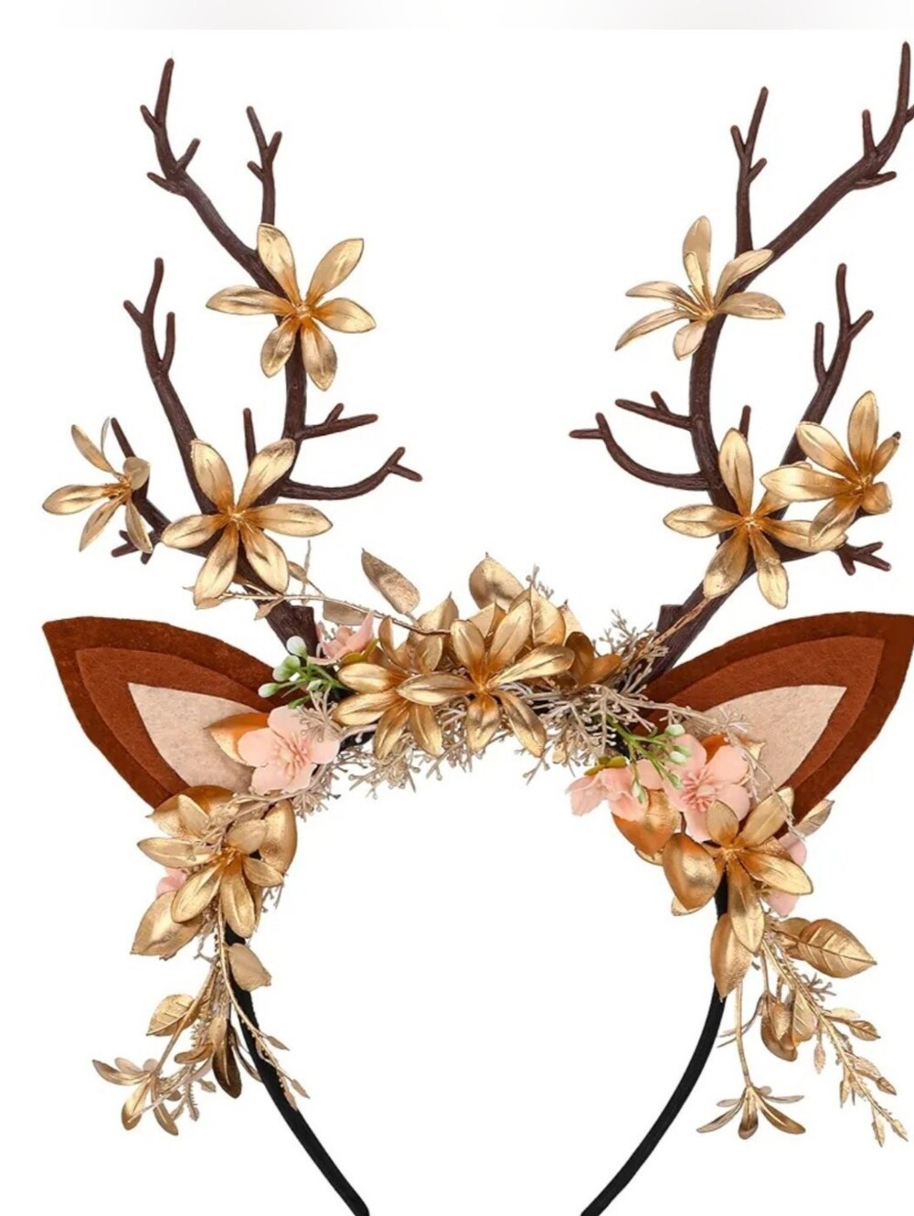Mostory NWT Faux Branch Antler Headband Gold Detail Ren Faire LARP Cosplay